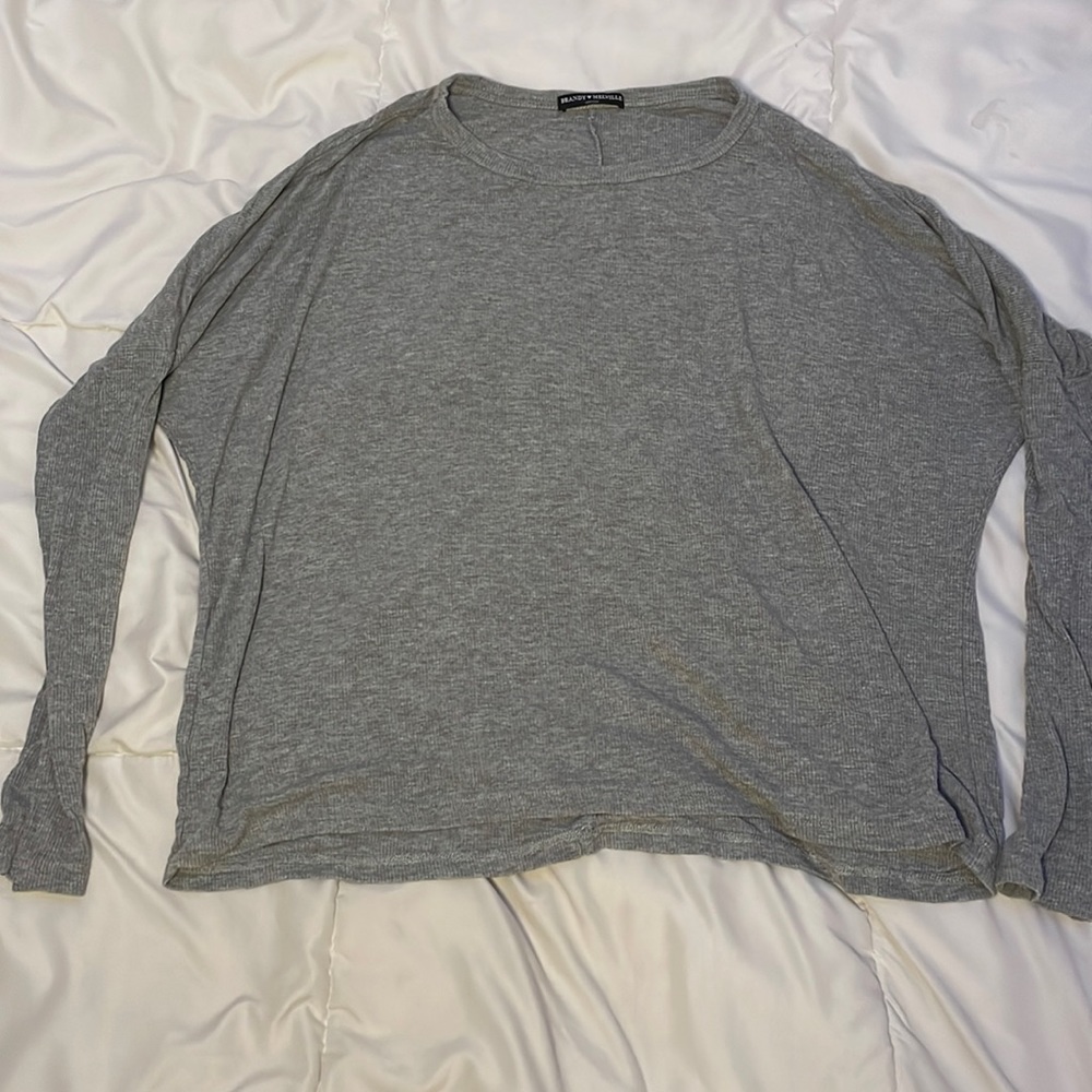 Brandy Melville Cotton Gray Long Sleeve Top OS